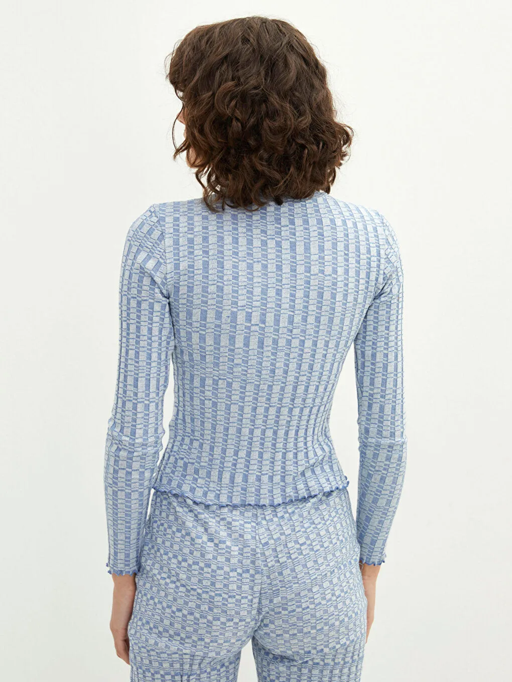 High Collar, Patterned Long Sleeve Women's T-Shirt