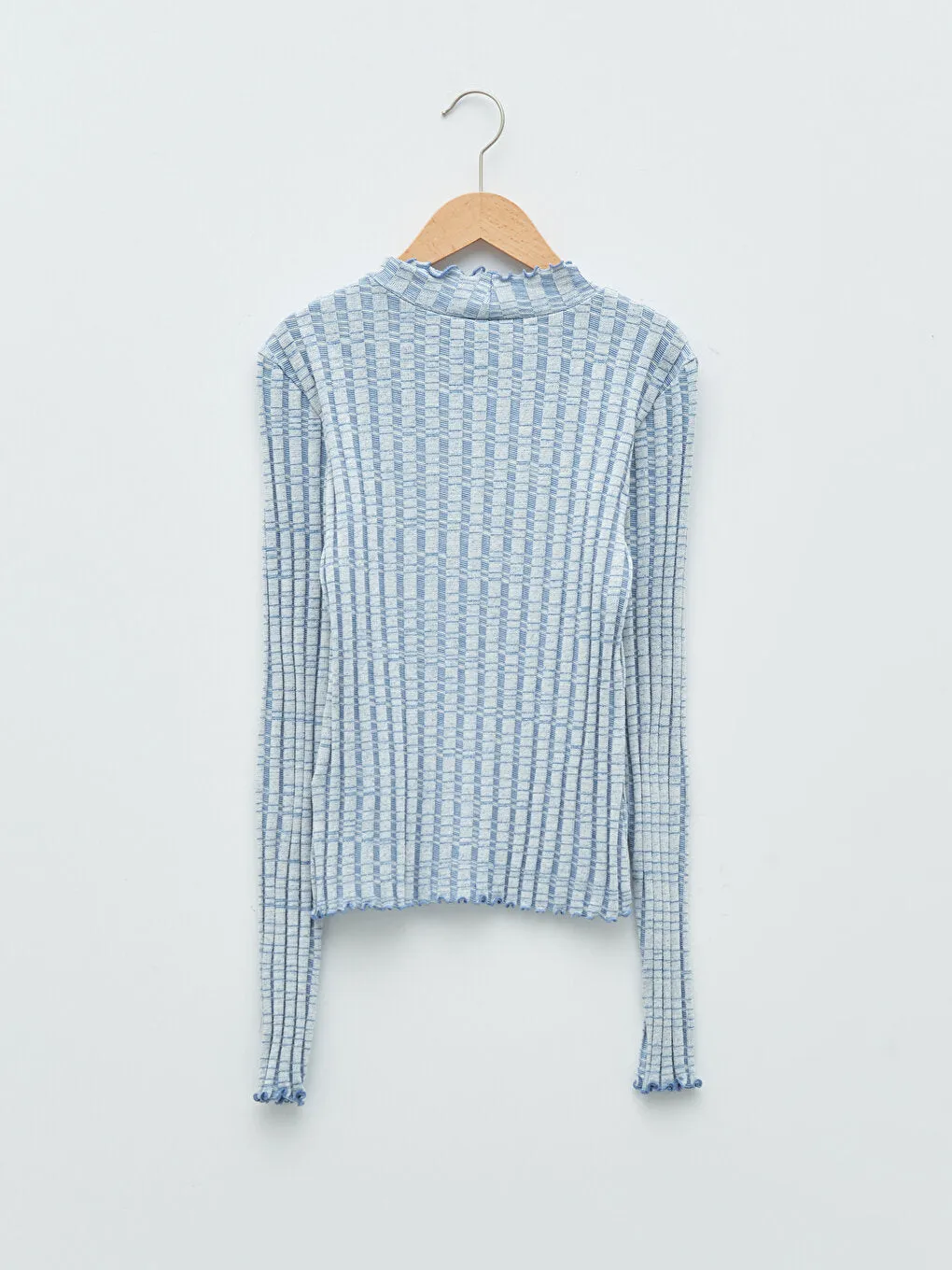 High Collar, Patterned Long Sleeve Women's T-Shirt