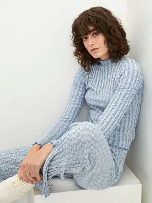 High Collar, Patterned Long Sleeve Women's T-Shirt