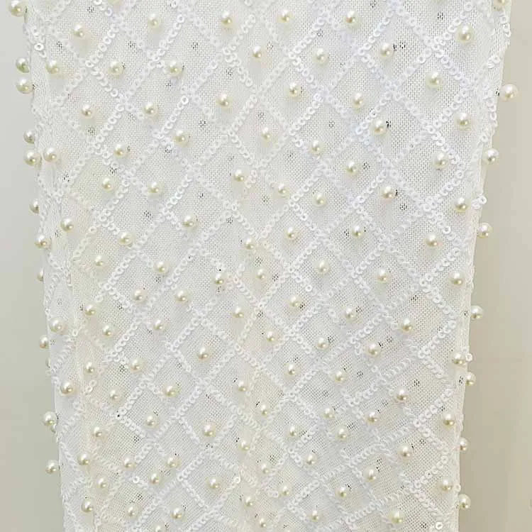 Hollowed Wedding Pantsuit with Pearls Event Set Formal Suits