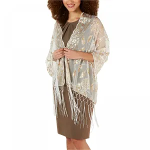 INC International Concepts Women's Floral Sequin Mesh Wrap
