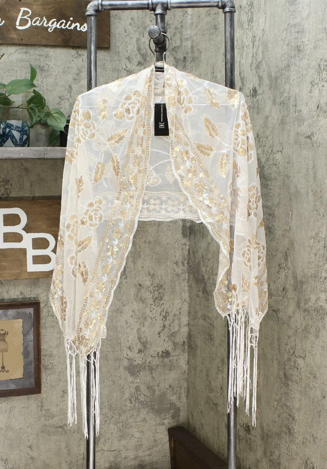 INC International Concepts Women's Floral Sequin Mesh Wrap