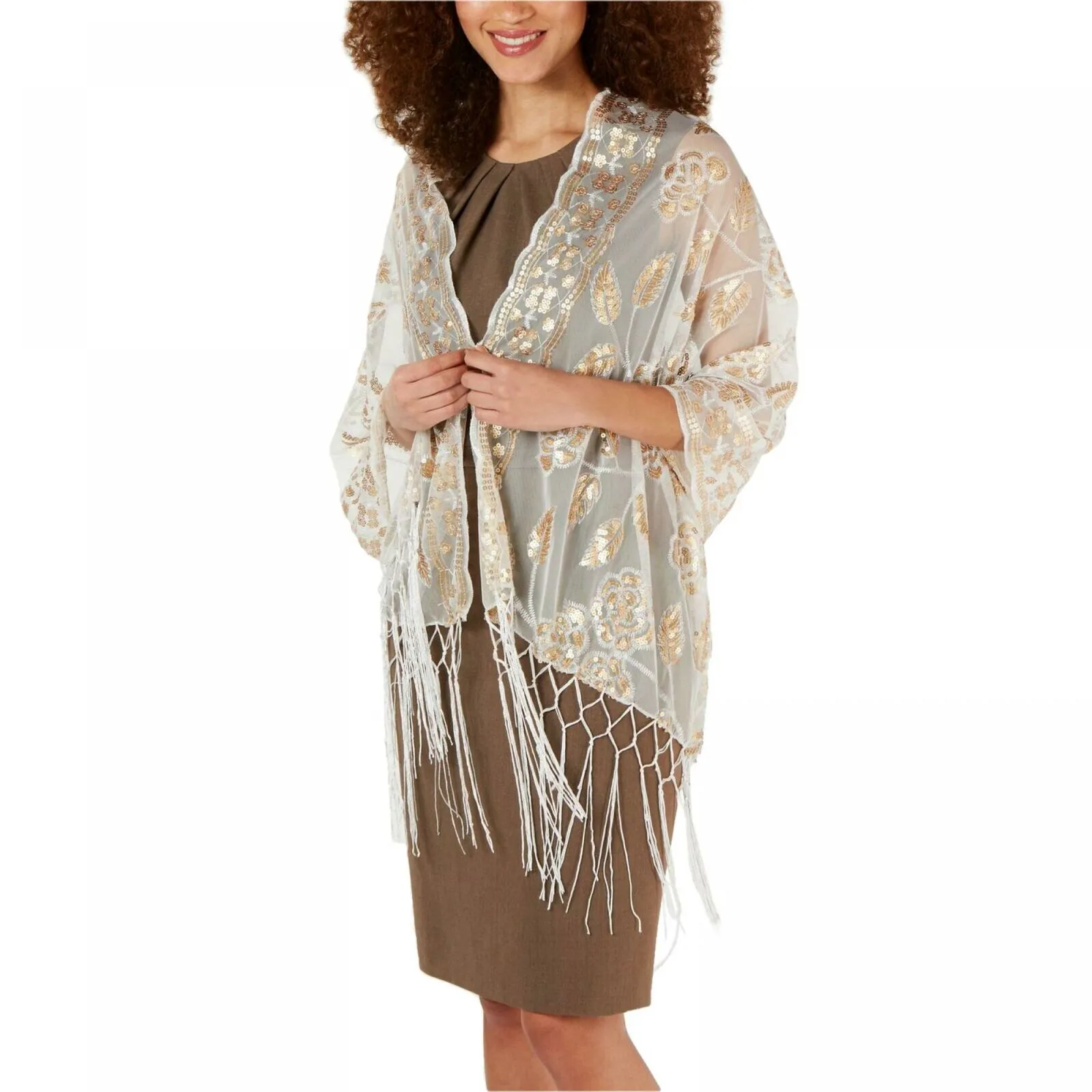 INC International Concepts Women's Floral Sequin Mesh Wrap