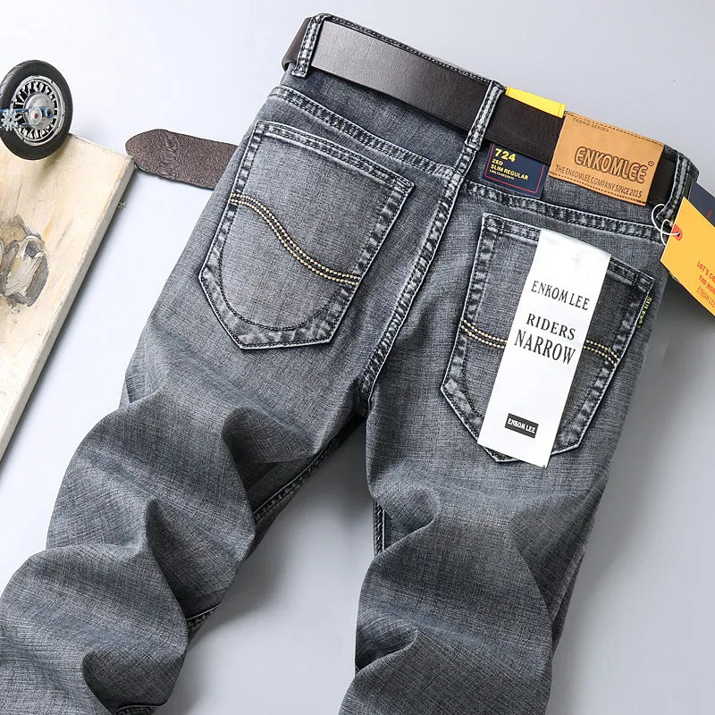 INSTOCK- new men's elastic straight loose jeans