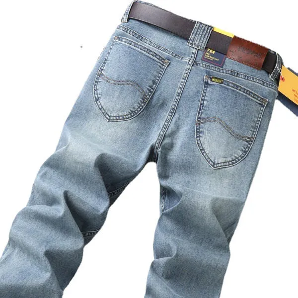 INSTOCK- new men's elastic straight loose jeans