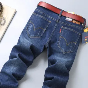 INSTOCK- new men's elastic straight loose jeans