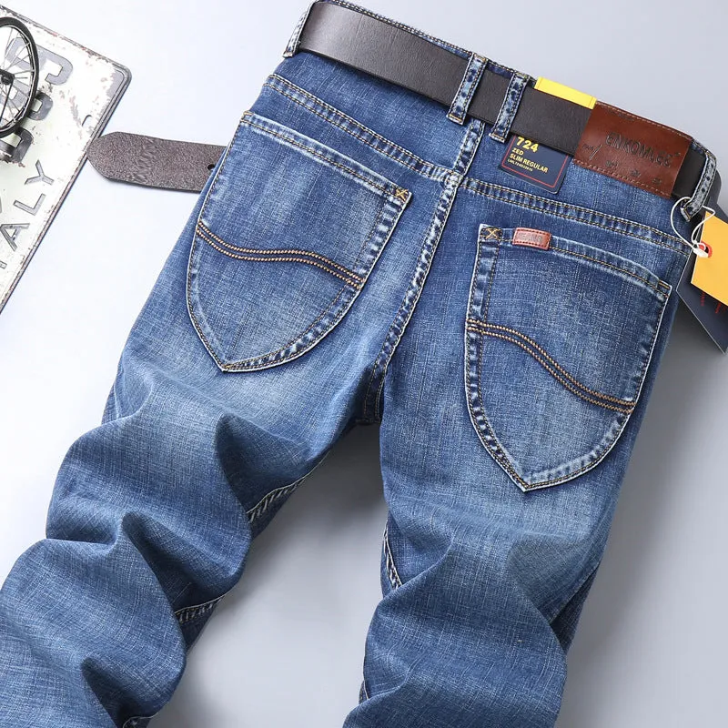 INSTOCK- new men's elastic straight loose jeans