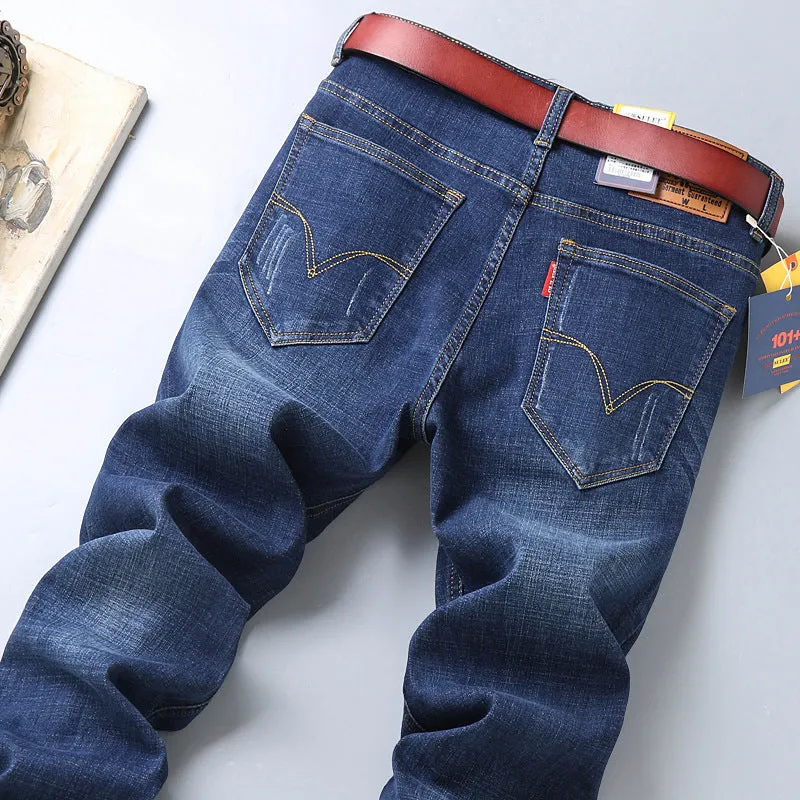 INSTOCK- new men's elastic straight loose jeans