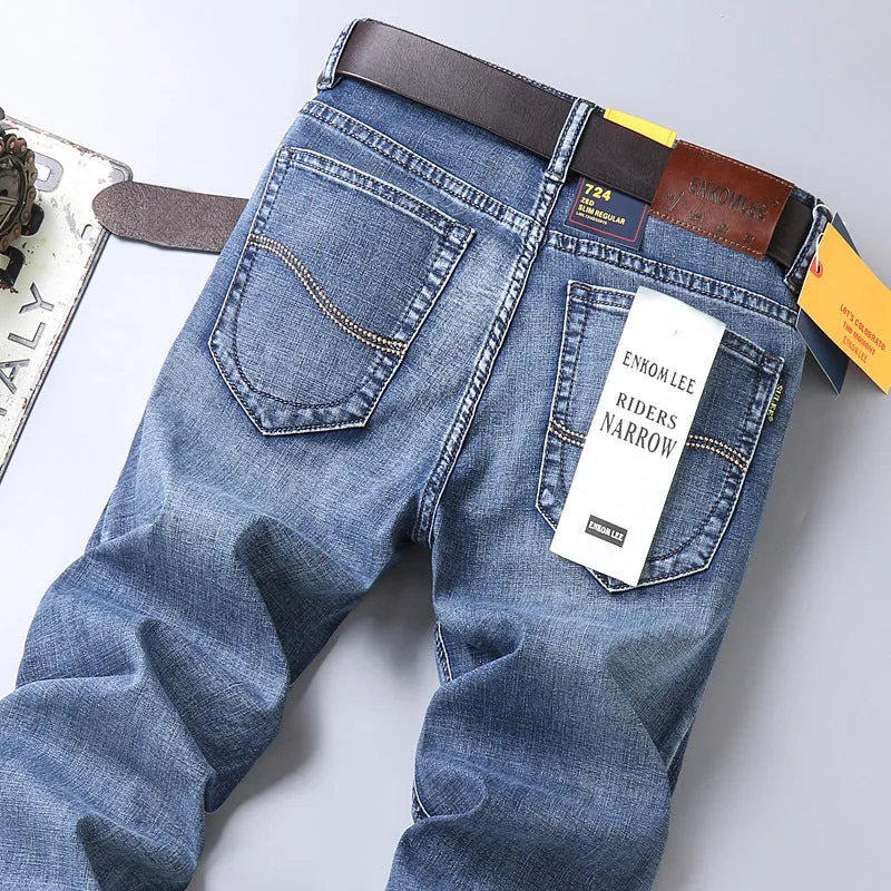 INSTOCK- new men's elastic straight loose jeans