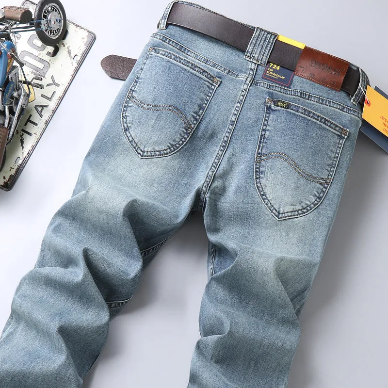 INSTOCK- new men's elastic straight loose jeans