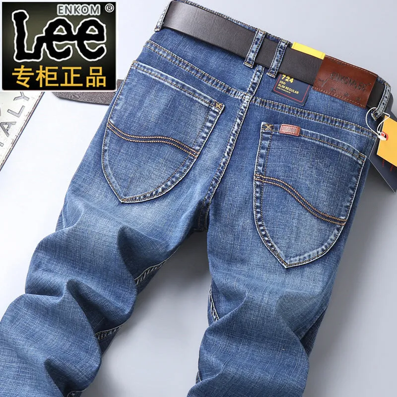 INSTOCK- new men's elastic straight loose jeans