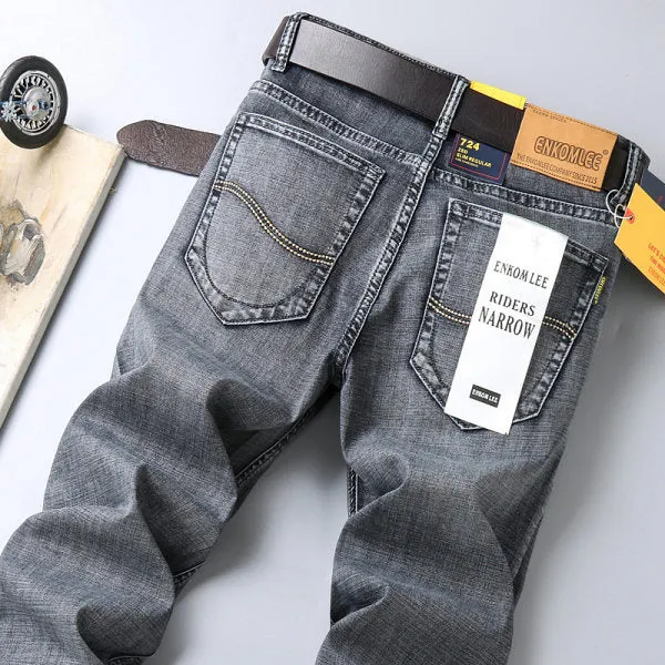 INSTOCK- new men's elastic straight loose jeans