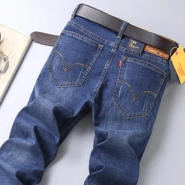 INSTOCK- new men's elastic straight loose jeans