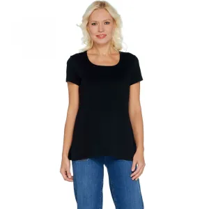 Isaac Mizrahi Live! Women's Essentials Wide Scoop Neck Top Black Small