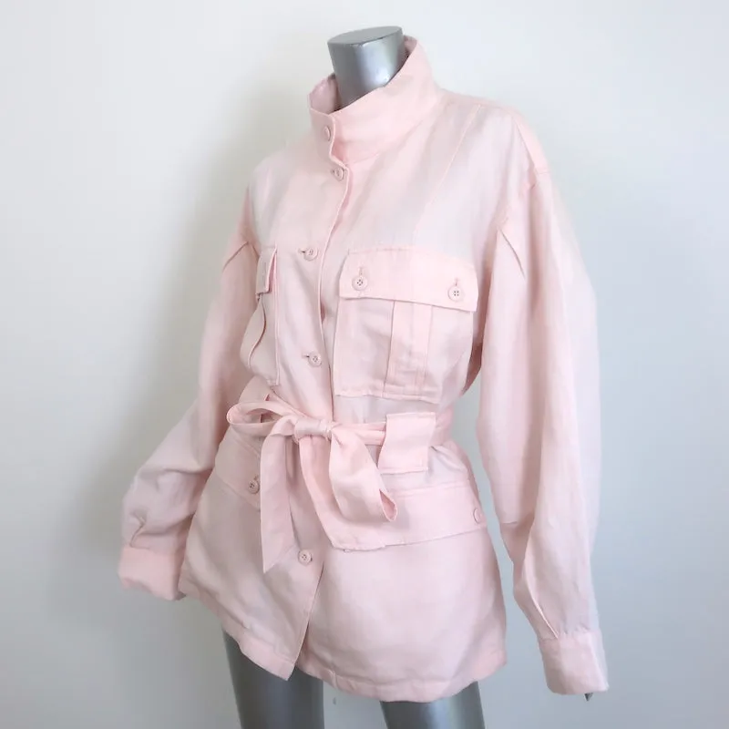 Joie Sirena Belted Utility Jacket Pink Linen-Blend Size Large