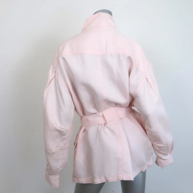 Joie Sirena Belted Utility Jacket Pink Linen-Blend Size Large