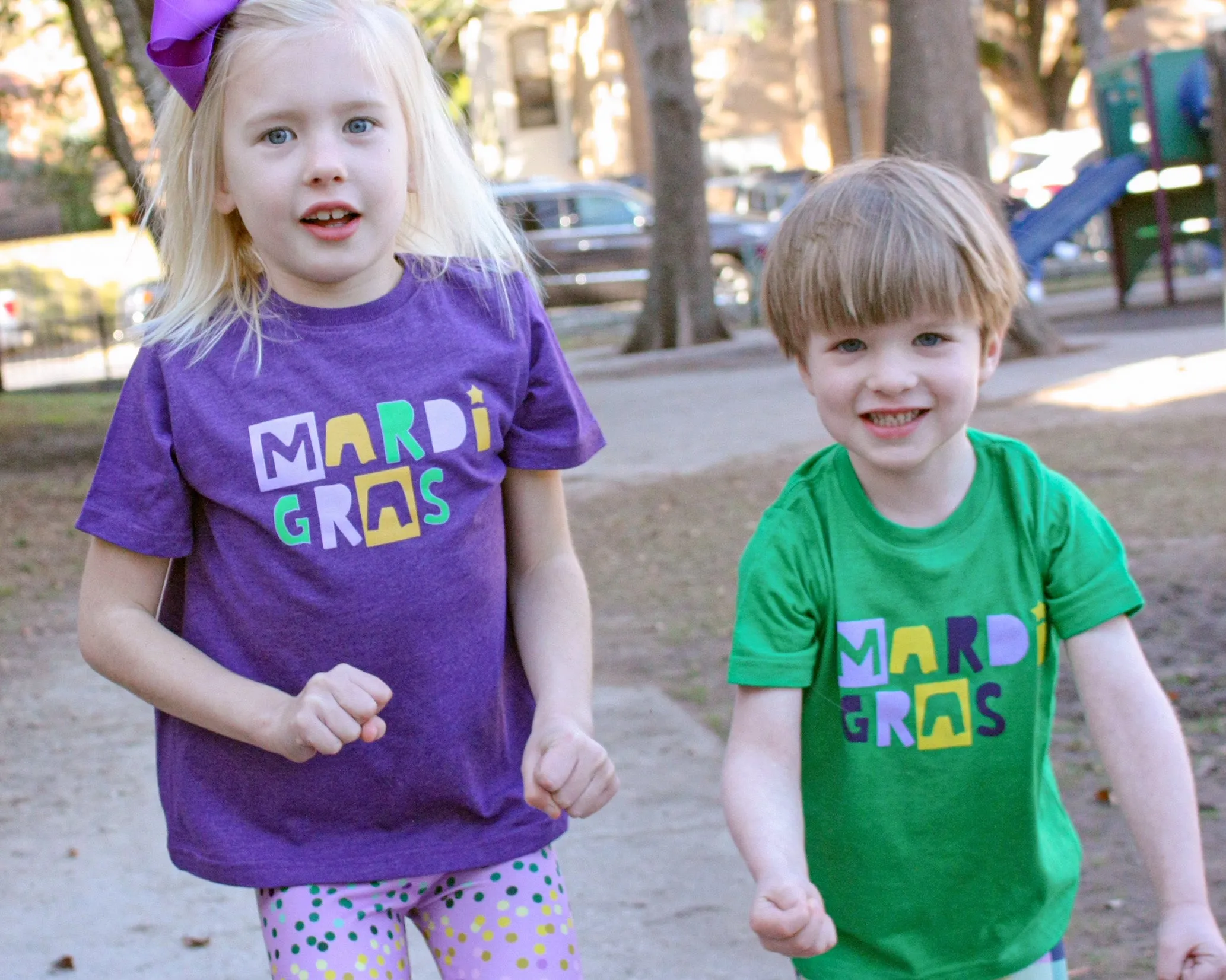 Kids' Mardi Gras T-shirt: Purple