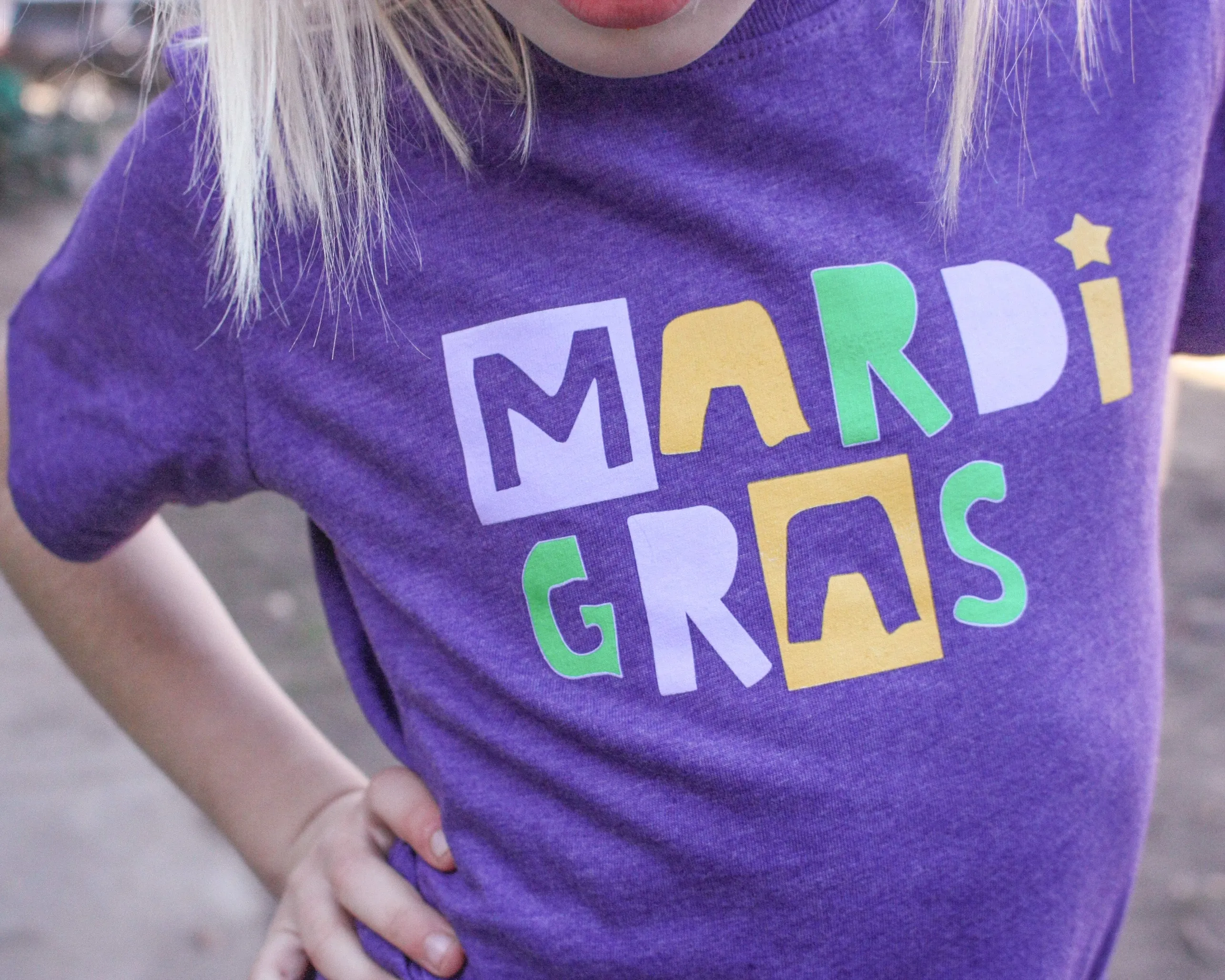 Kids' Mardi Gras T-shirt: Purple