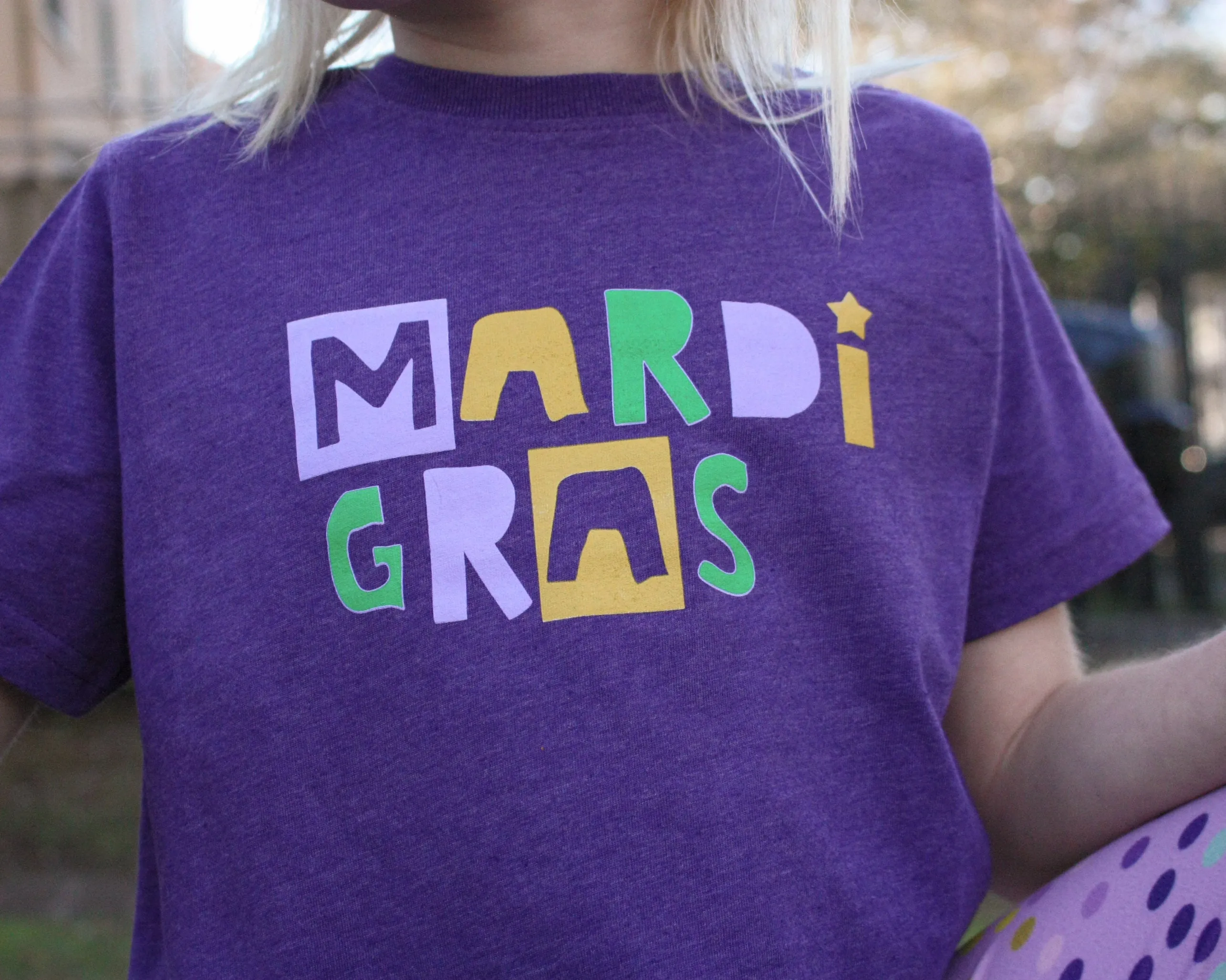 Kids' Mardi Gras T-shirt: Purple