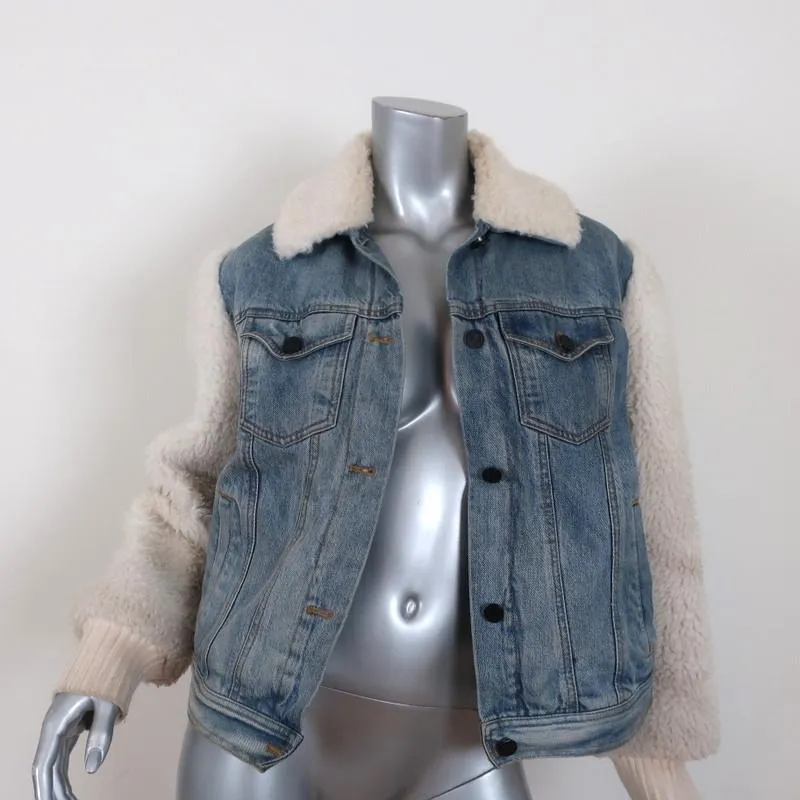 La Vie Rebecca Taylor Denim & Faux Fur Jacket Size Small