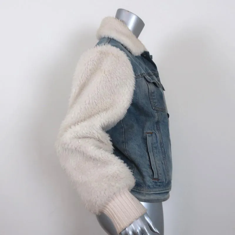La Vie Rebecca Taylor Denim & Faux Fur Jacket Size Small