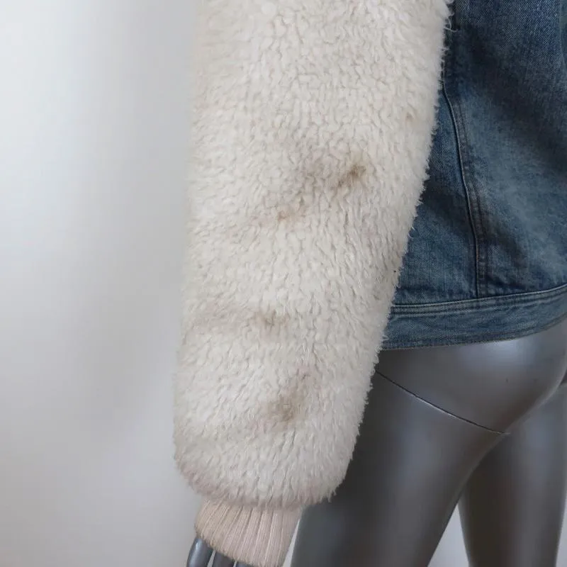 La Vie Rebecca Taylor Denim & Faux Fur Jacket Size Small