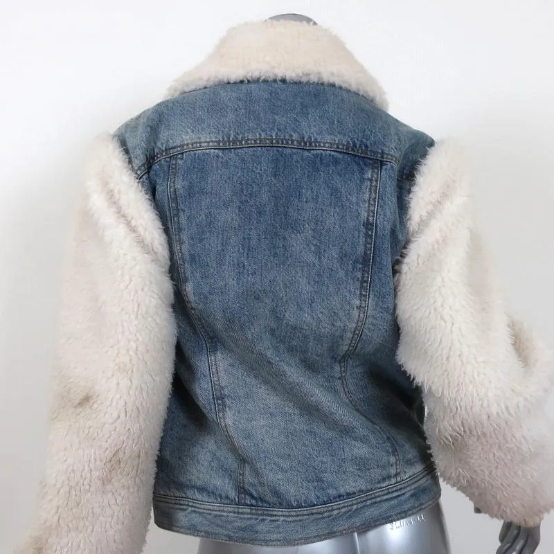 La Vie Rebecca Taylor Denim & Faux Fur Jacket Size Small