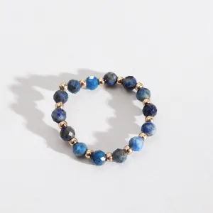 Lapis & 18K Gold-Plated Station Stretch Ring