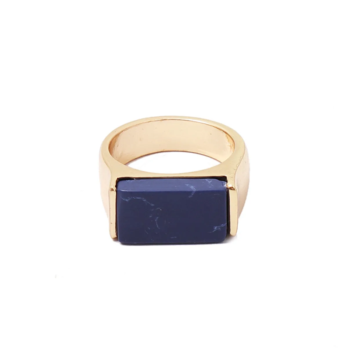 Lapis & 18K Gold-Plated Wide Rectangle Ring