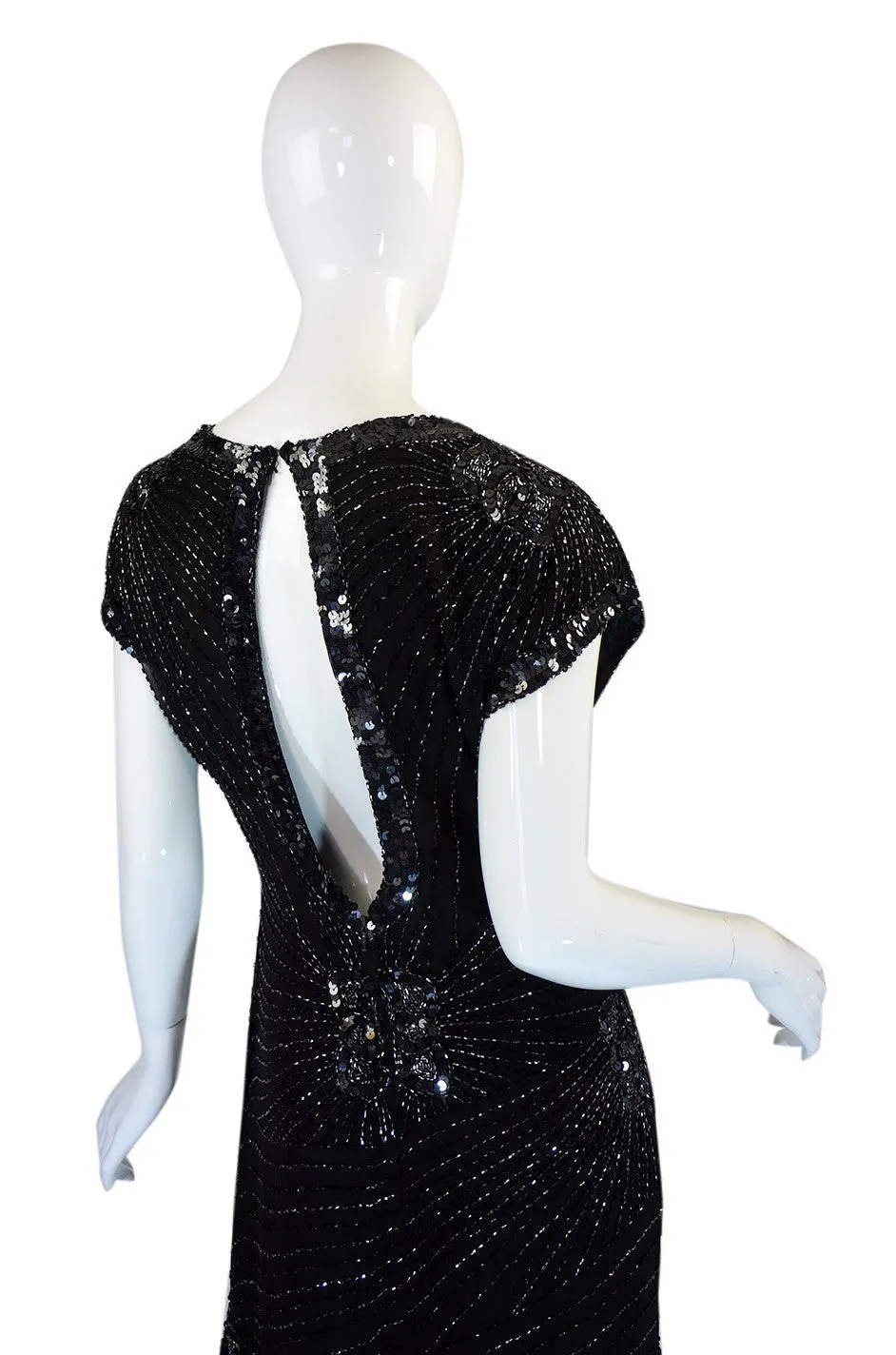 Late 1970s Backless Cassini Silk Dress