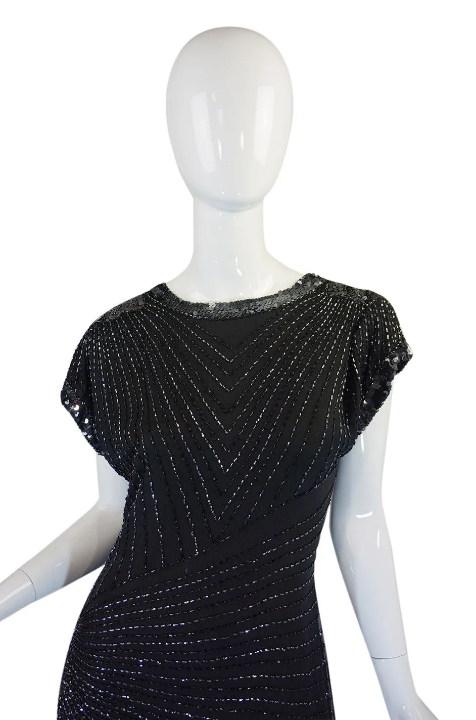 Late 1970s Backless Cassini Silk Dress