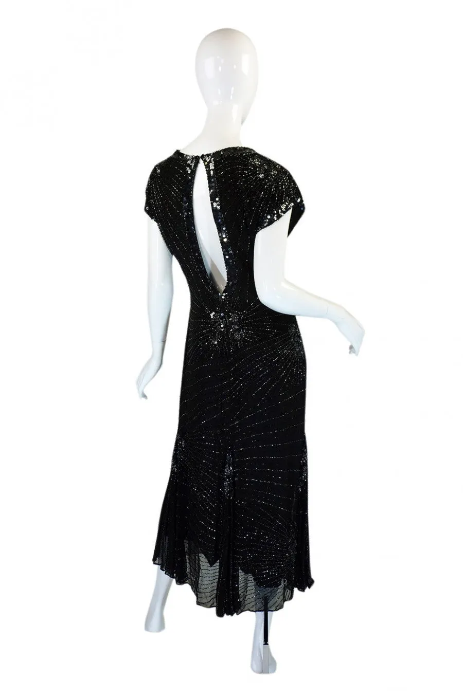 Late 1970s Backless Cassini Silk Dress