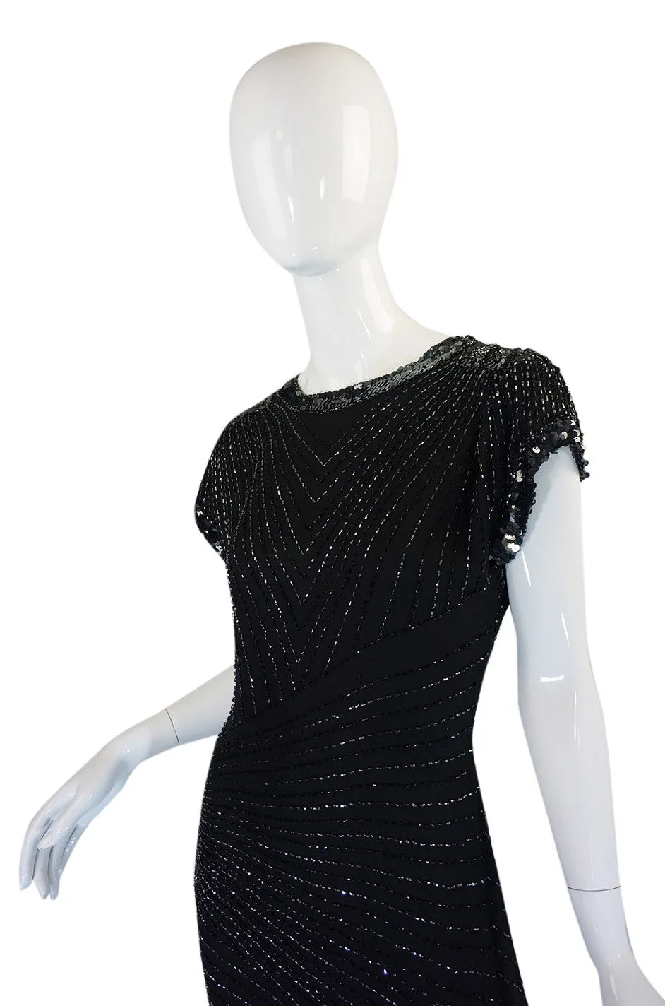 Late 1970s Backless Cassini Silk Dress