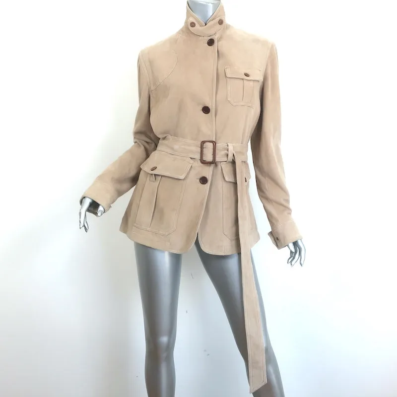 LAUREN Ralph Lauren Belted Suede Safari Jacket Beige Size Large