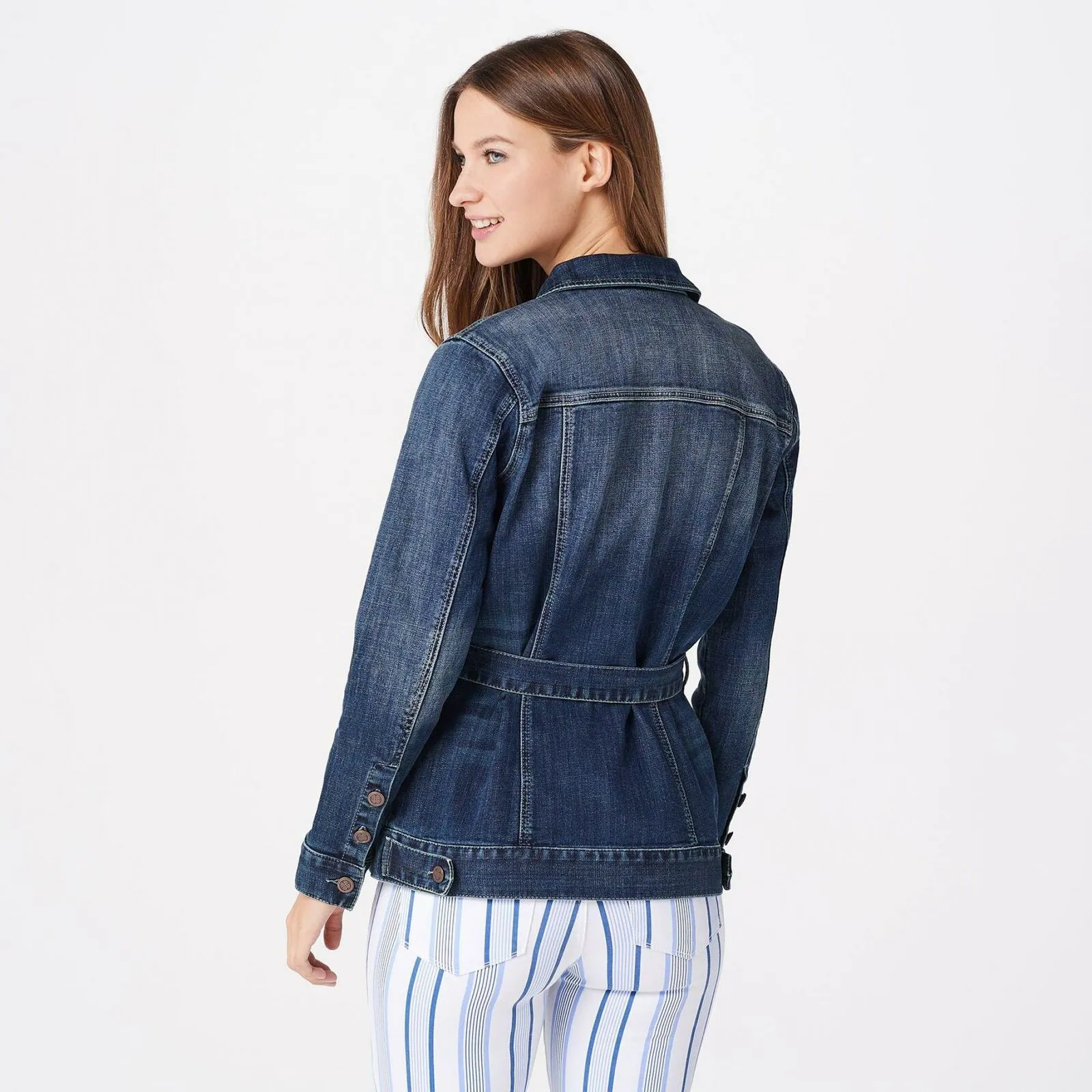 Laurie Felt Women's Plus Size Classic Denim Belted Jacket