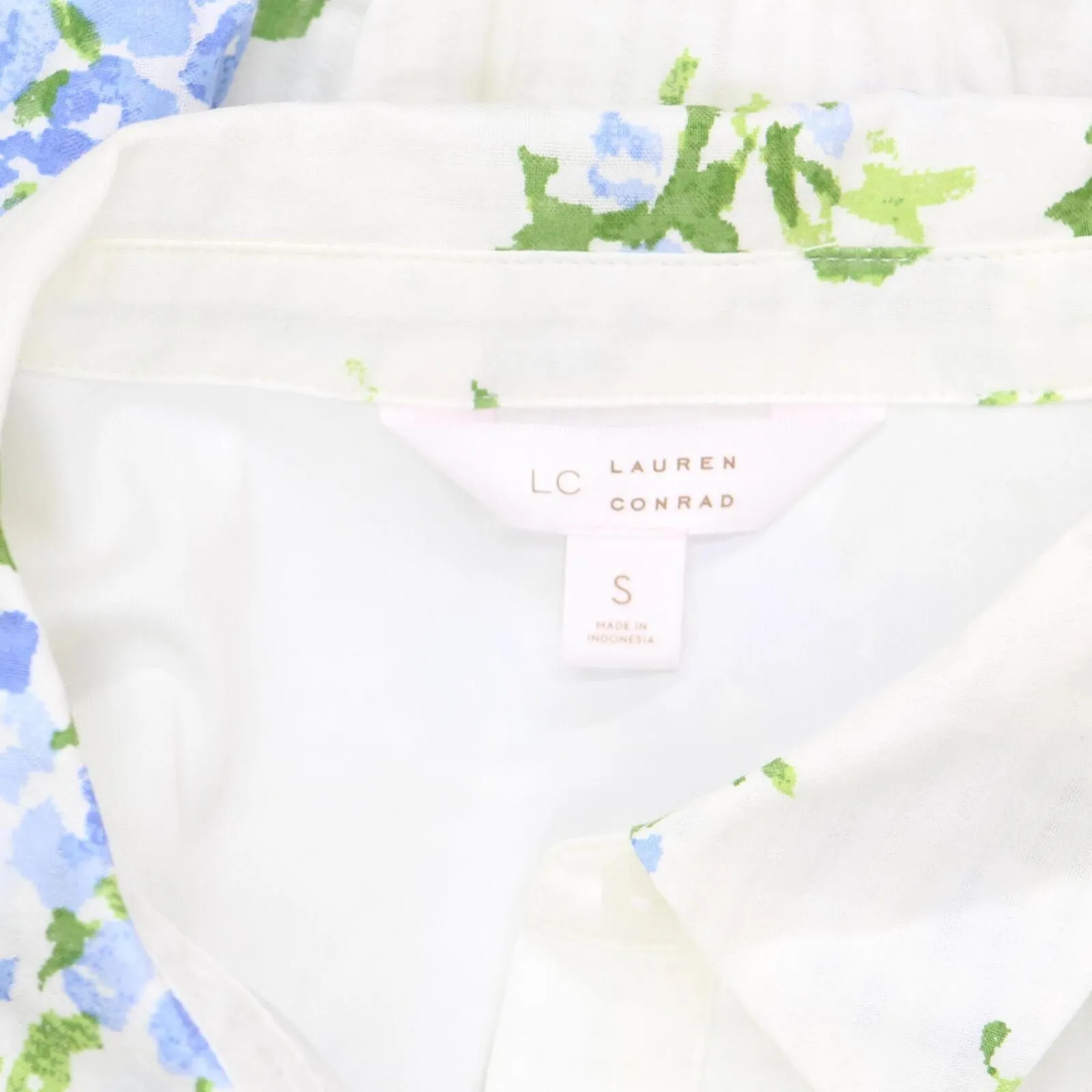LC Lauren Conrad Womens Patterned Button Up Belted Dress White Multi S