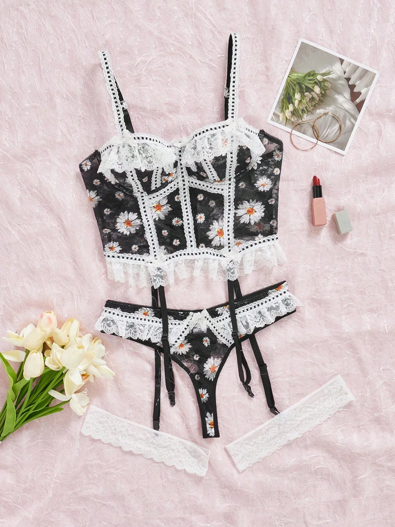 Lencería Floral Vibes en - Conjunto Sexy 🌸💖