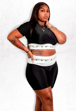 LFTF Banded Logo Crop Biker Set