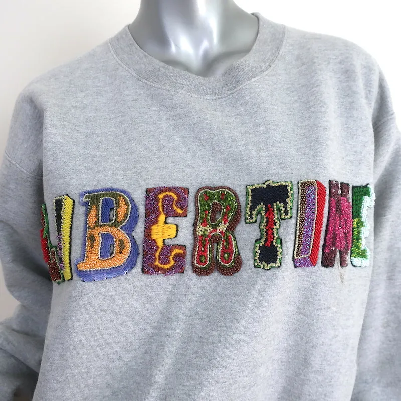 Libertine Beaded Logo Sweatshirt Heather Gray Size Small Unisex Pullover