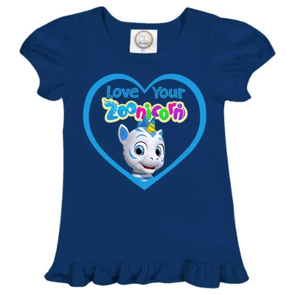 Love Your Zoonicorn, Valeo, Ruffle Girl's Tee