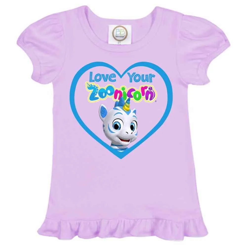 Love Your Zoonicorn, Valeo, Ruffle Girl's Tee