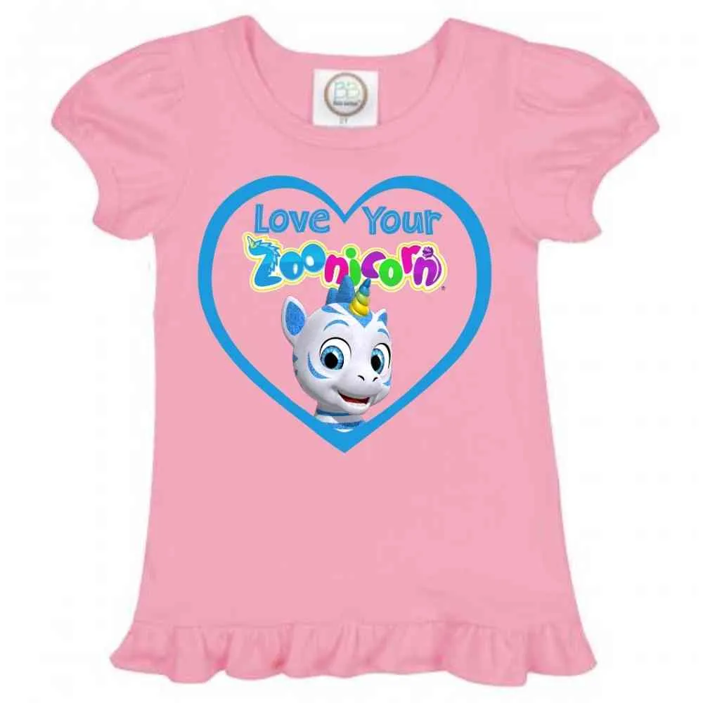 Love Your Zoonicorn, Valeo, Ruffle Girl's Tee