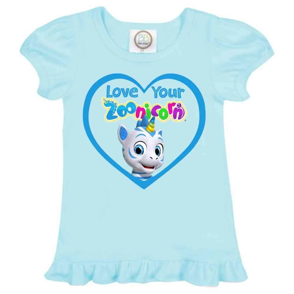 Love Your Zoonicorn, Valeo, Ruffle Girl's Tee