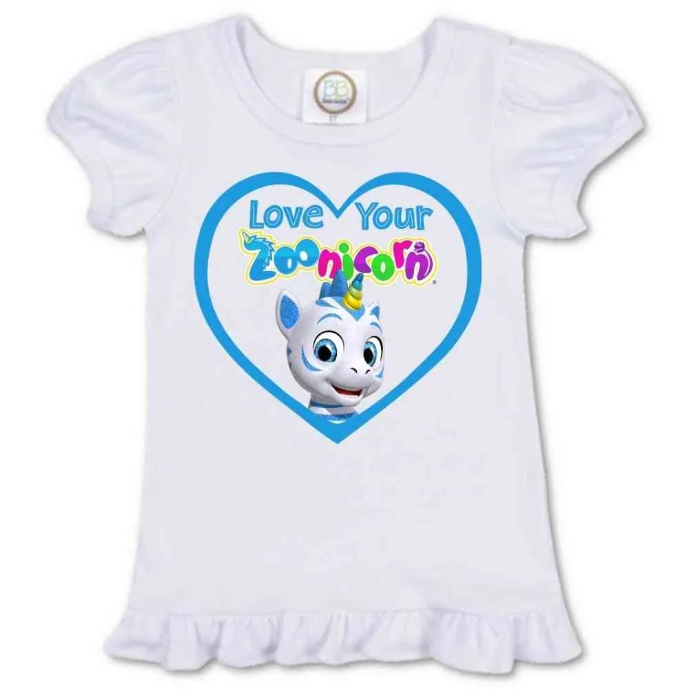 Love Your Zoonicorn, Valeo, Ruffle Girl's Tee
