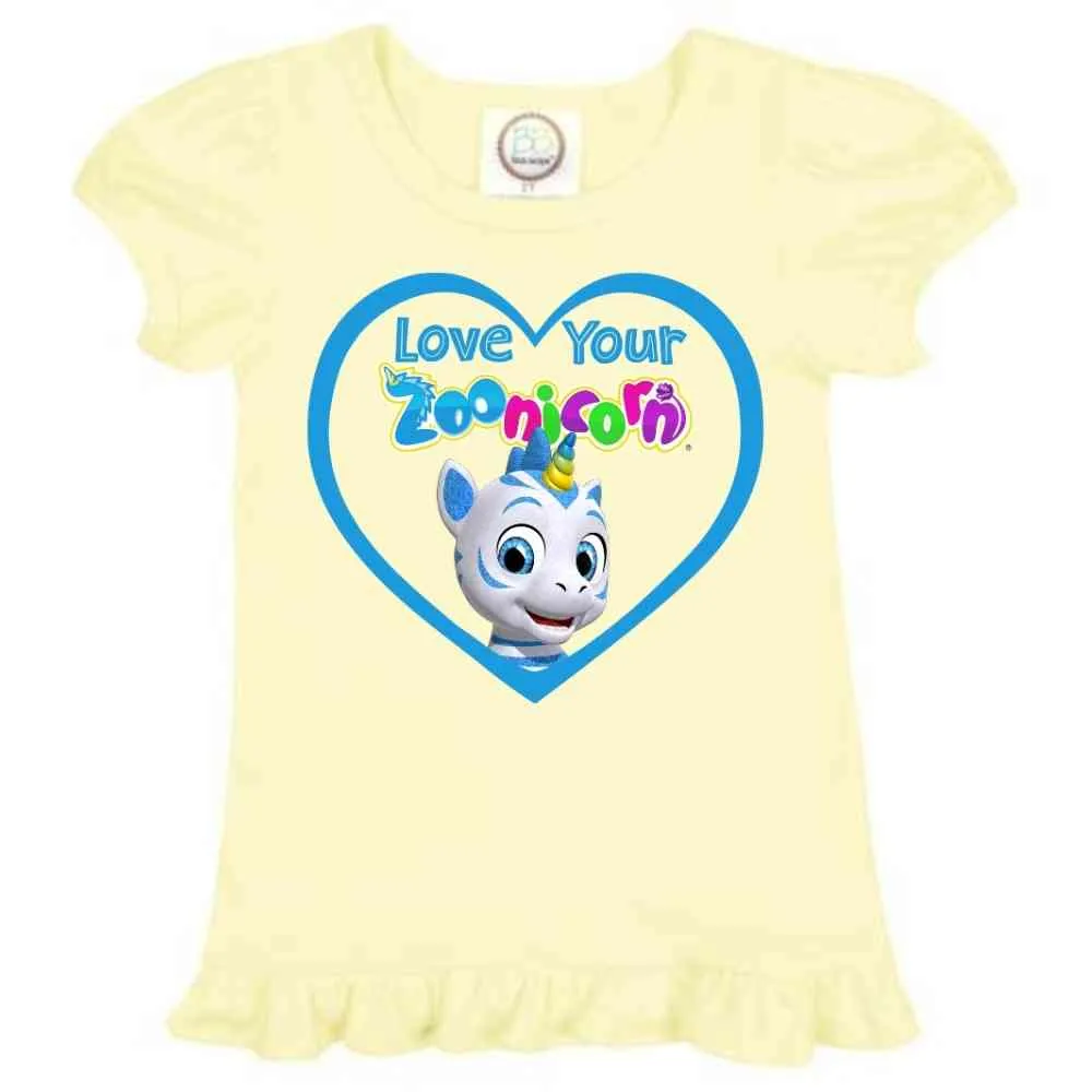 Love Your Zoonicorn, Valeo, Ruffle Girl's Tee