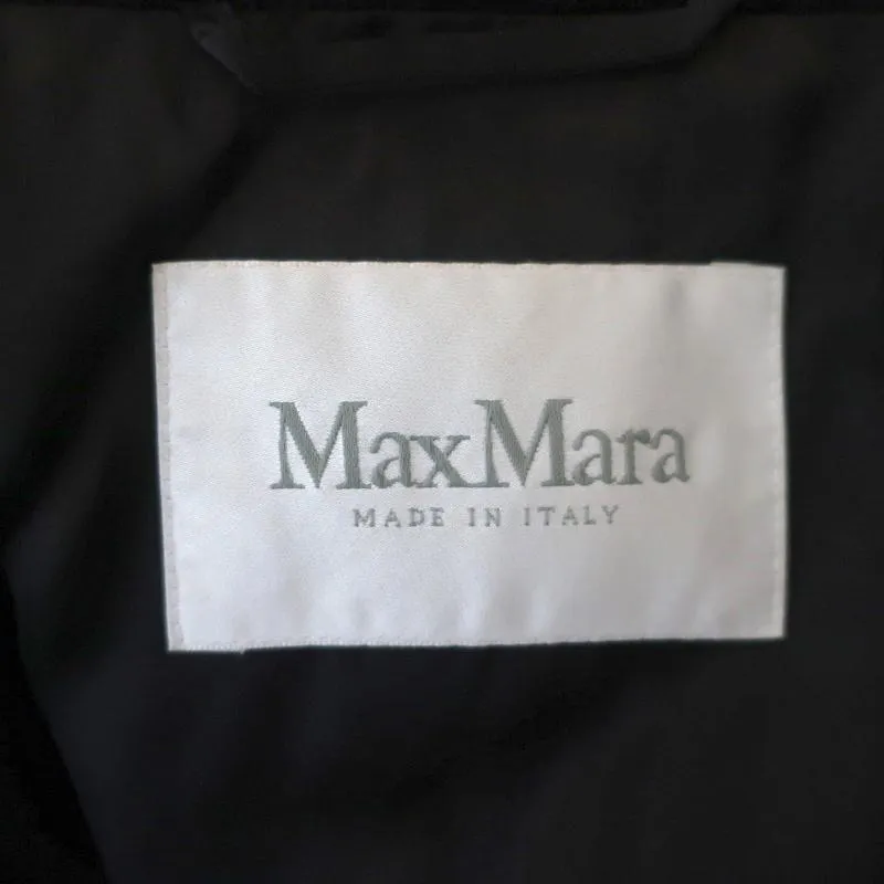 Max Mara Coat Black Leather-Trim Camel Hair Size 38 US 4 Belted Jacket