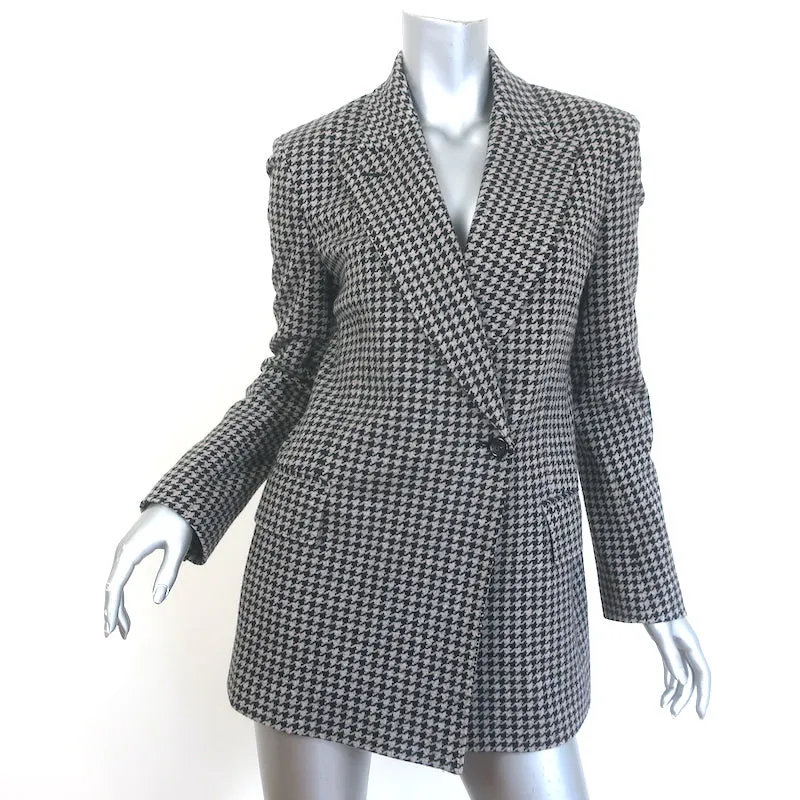 Max Mara Kabala Belted Houndstooth Blazer Taupe & Black Virgin Wool Size 6