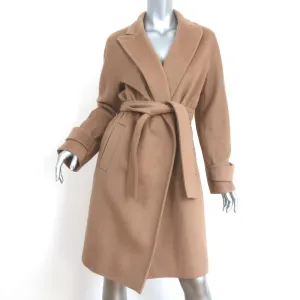 Max Mara Megaton Camel Hair Wrap Coat Size 42 Belted Jacket