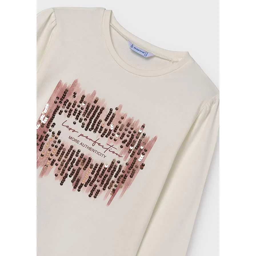 Mayoral Natural Less Perfection Sequined Tee