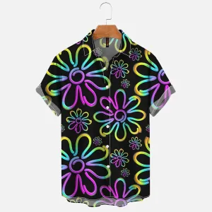 Men's 3D Line Flower Hawaii Shirt